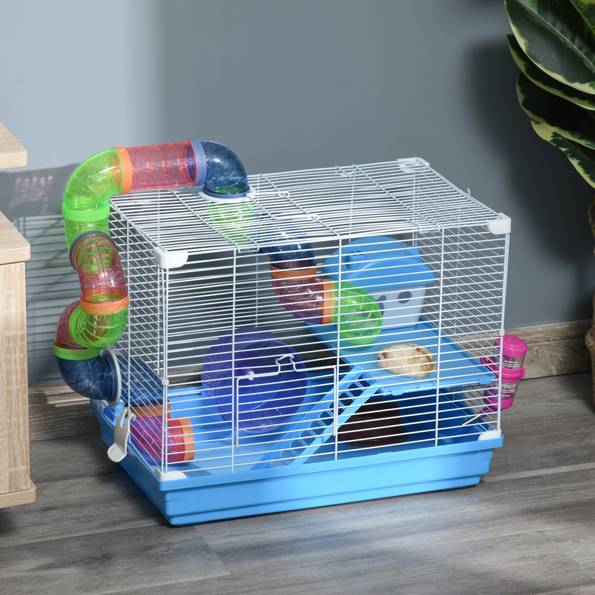 Hamster Cage Carrier Small Animal House w/ Exercise Wheels Tunnel Tube Pawhut - from Unbranded