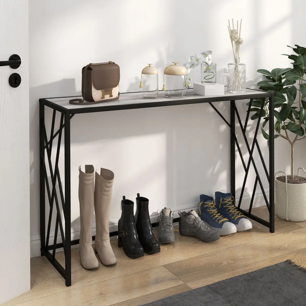 Unbranded Vintage Sofa Table, Metal Frame Console Table for Hallway Living Room - Console Table