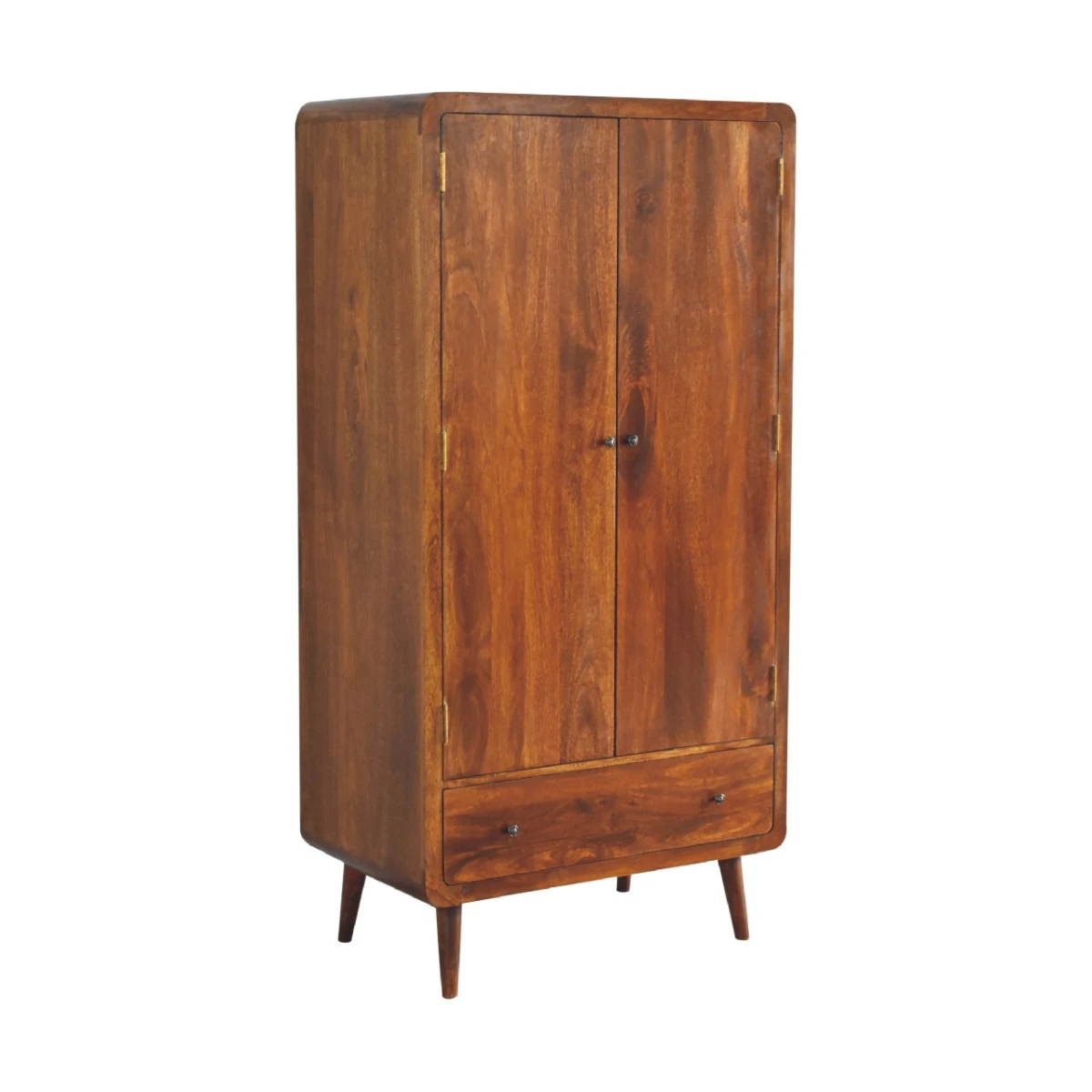 Artisan Furniture Artisan Furniture Solid Wood Curved Chestnut Wardrobe, Light Brown, 2 Doors and 1 Drawer -