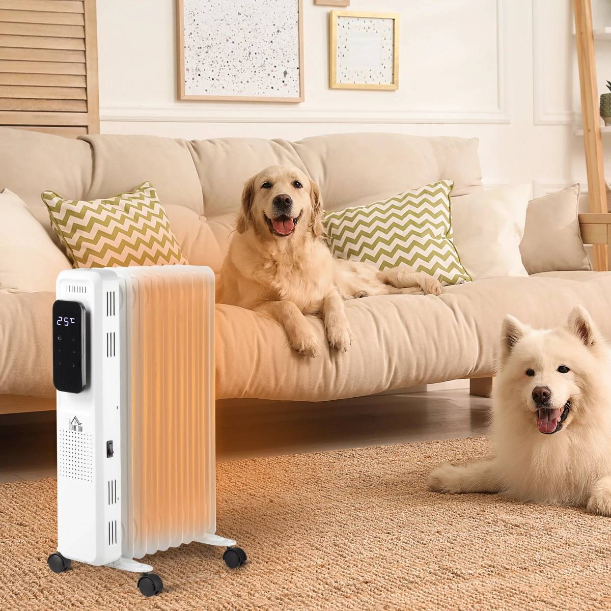 HOMCOM Oil Radiator 9 Fin Remote Timer Home - Radiator