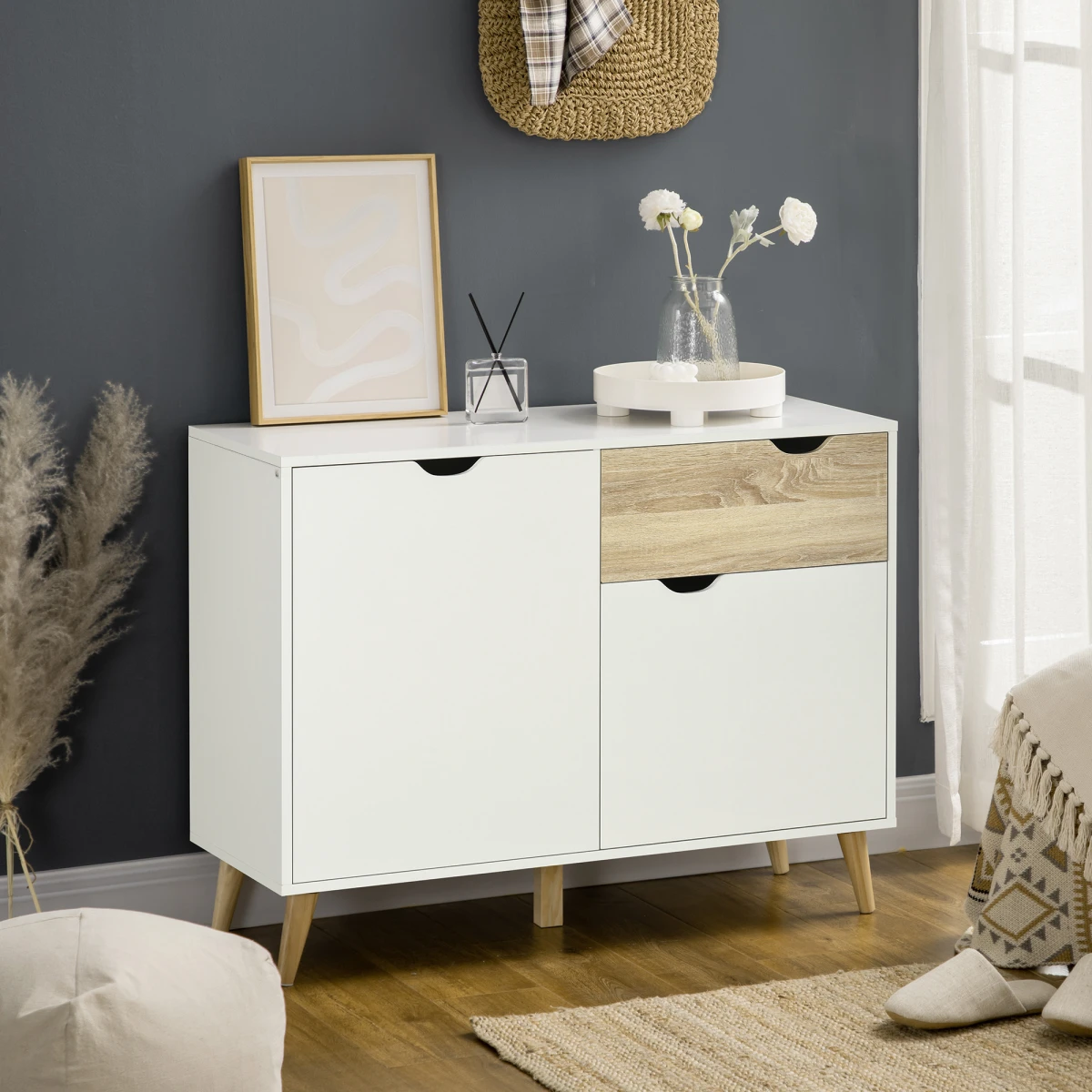 Nordic Sideboard Medium Wood Drawer Living Room - Sideboard