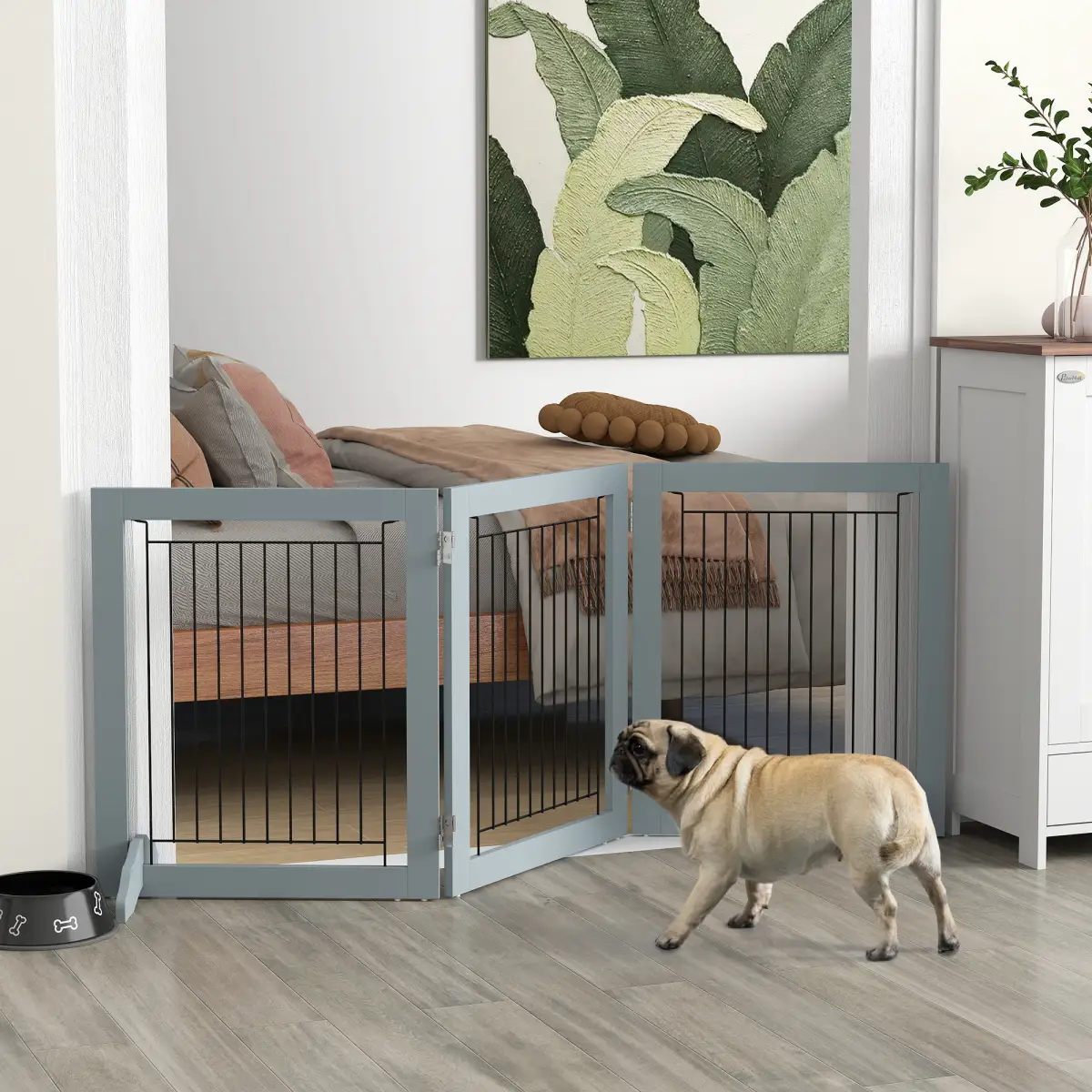 PawHut PawHut Foldable Wooden Pet Gate w/ 3 Panels 2 Support Feet for Small Dogs - Pet Gate