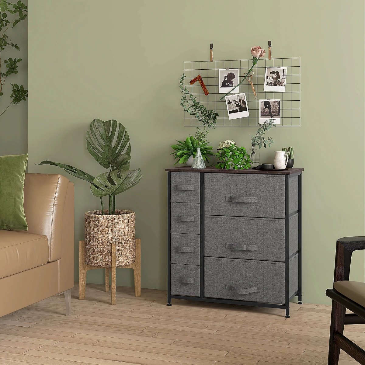 HOMCOM Chest Of Drawers 7-Drawer Fabric Drawers With Sturdy Metal Frame For Bedroom Storage by HOMCOM