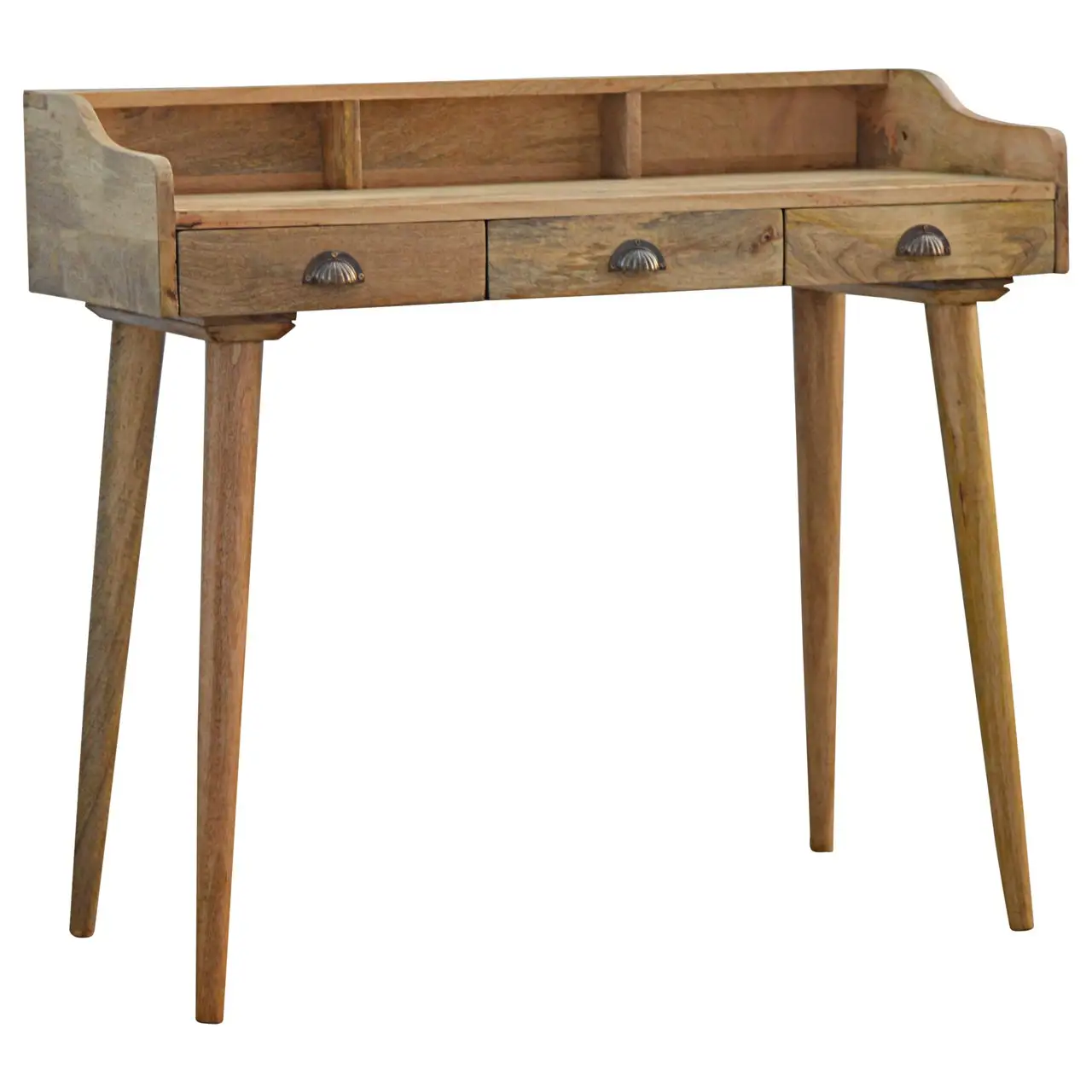 Artisan Furniture Artisan Furniture Solid Wood Gallery Back Shell Writing Desk, 3 Drawers, Beige - Desk