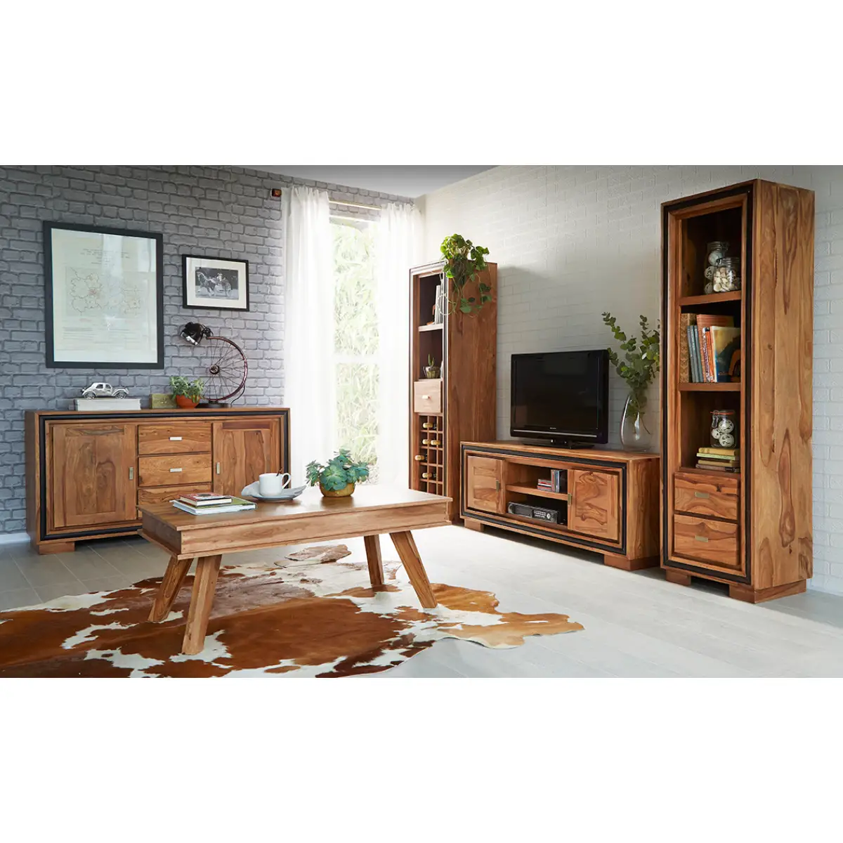 Indian Hub Jodhpur Sheesham Wine Bookcase - Bookcase