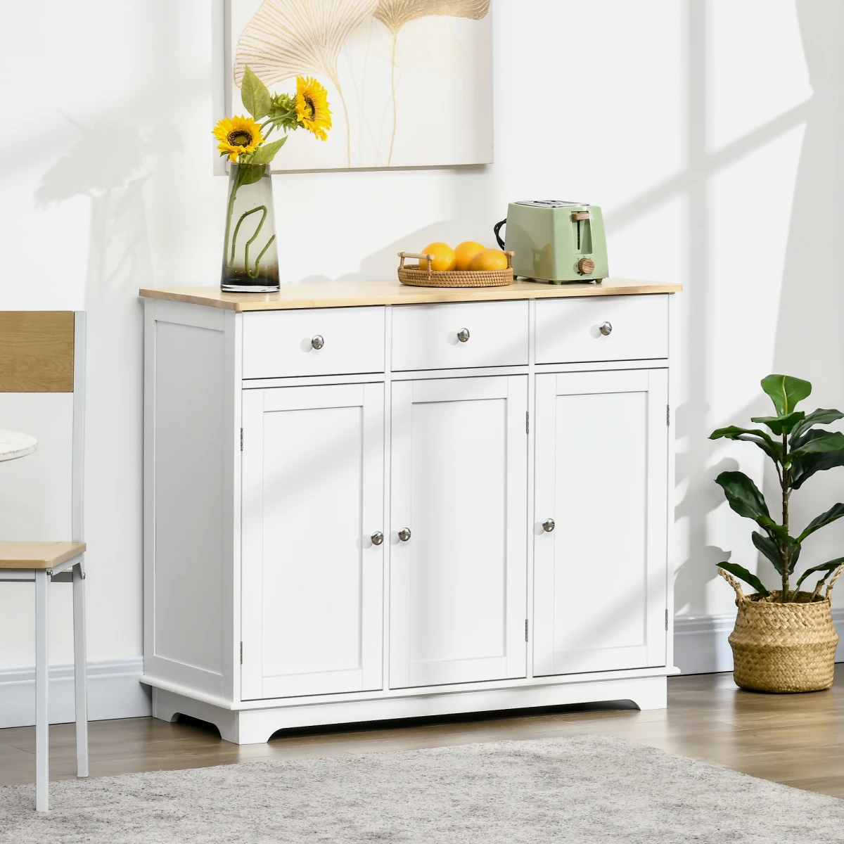 HOMCOM Quality Sideboard 3Drs Adjustable Shelves Hall - Sideboard