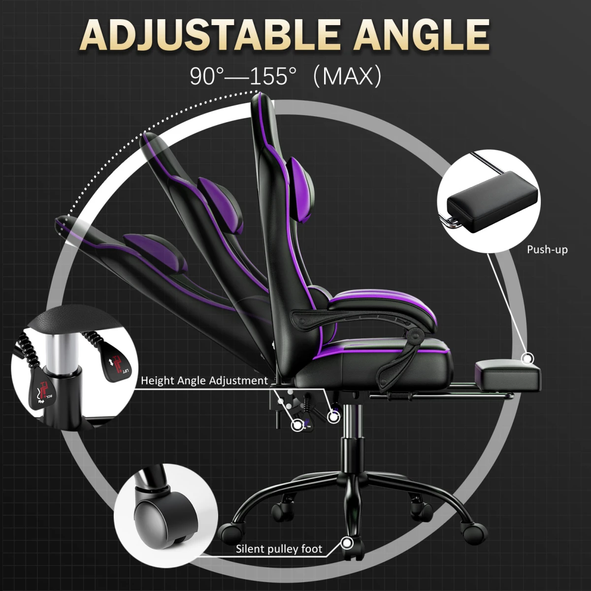 N/A Pro Gaming Chair Footrest and Lumbar Support for Gamers - Office Chair