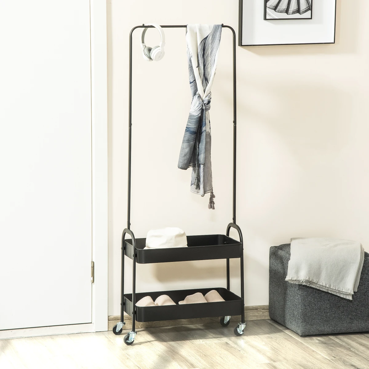 HOMCOM Metal Clothes Rack 37.3cm On Wheels For Small Spaces by Homcom