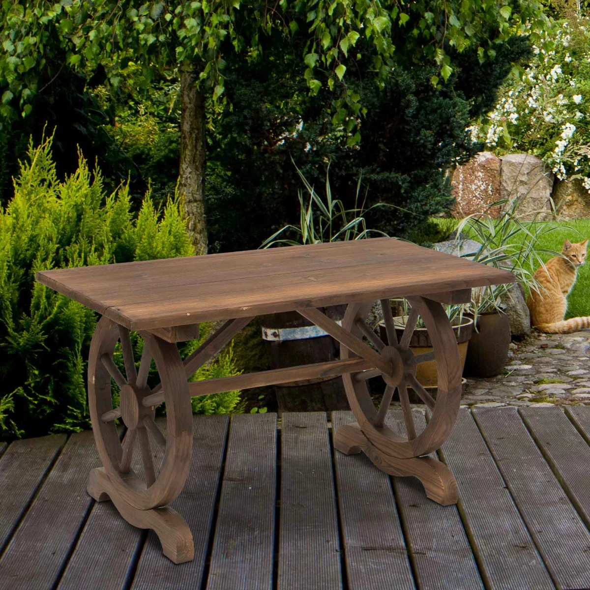 Natural Fir Garden Coffee Table Water Resistant by Outsunny