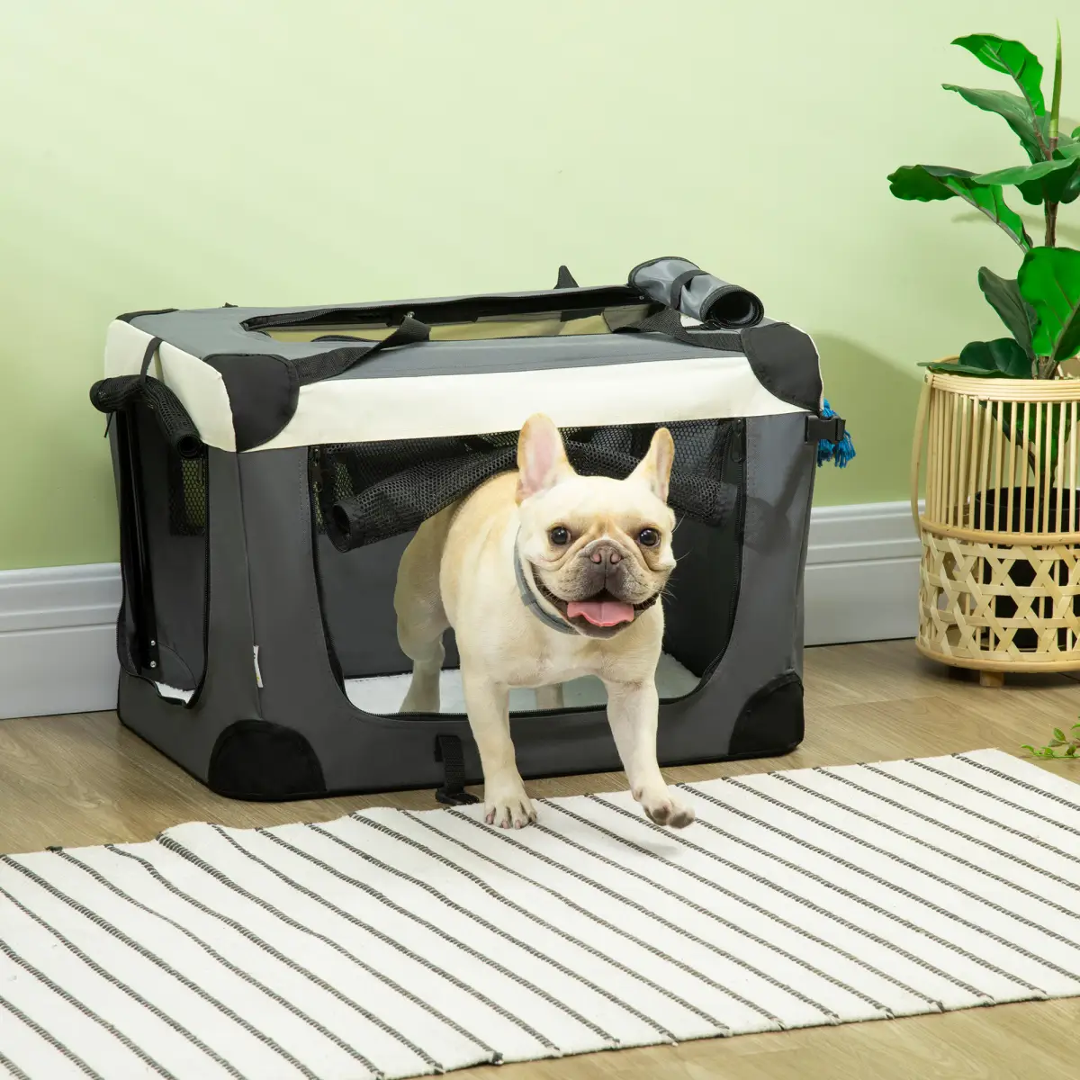 Unbranded 60cm Foldable Pet Carrier w/ Cushion, for Mini Dogs and Cats - Grey Pawhut - Pet Carrier