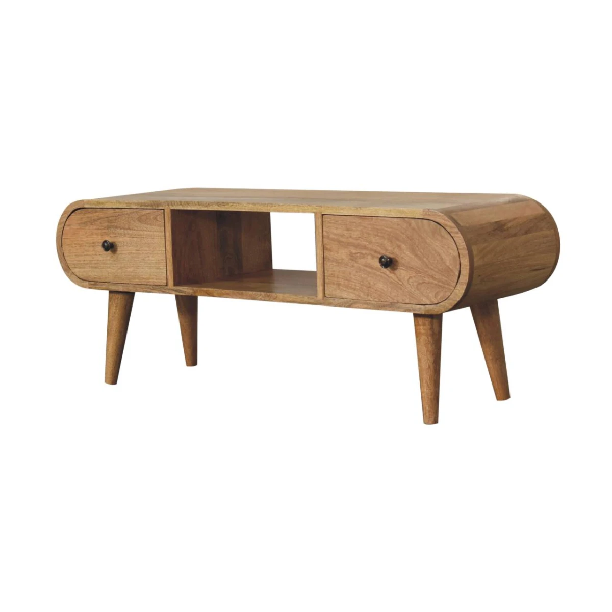 Artisan Furniture Artisan Solid Wood Circular TV Unit Beige With Two Drawers - TV Unit
