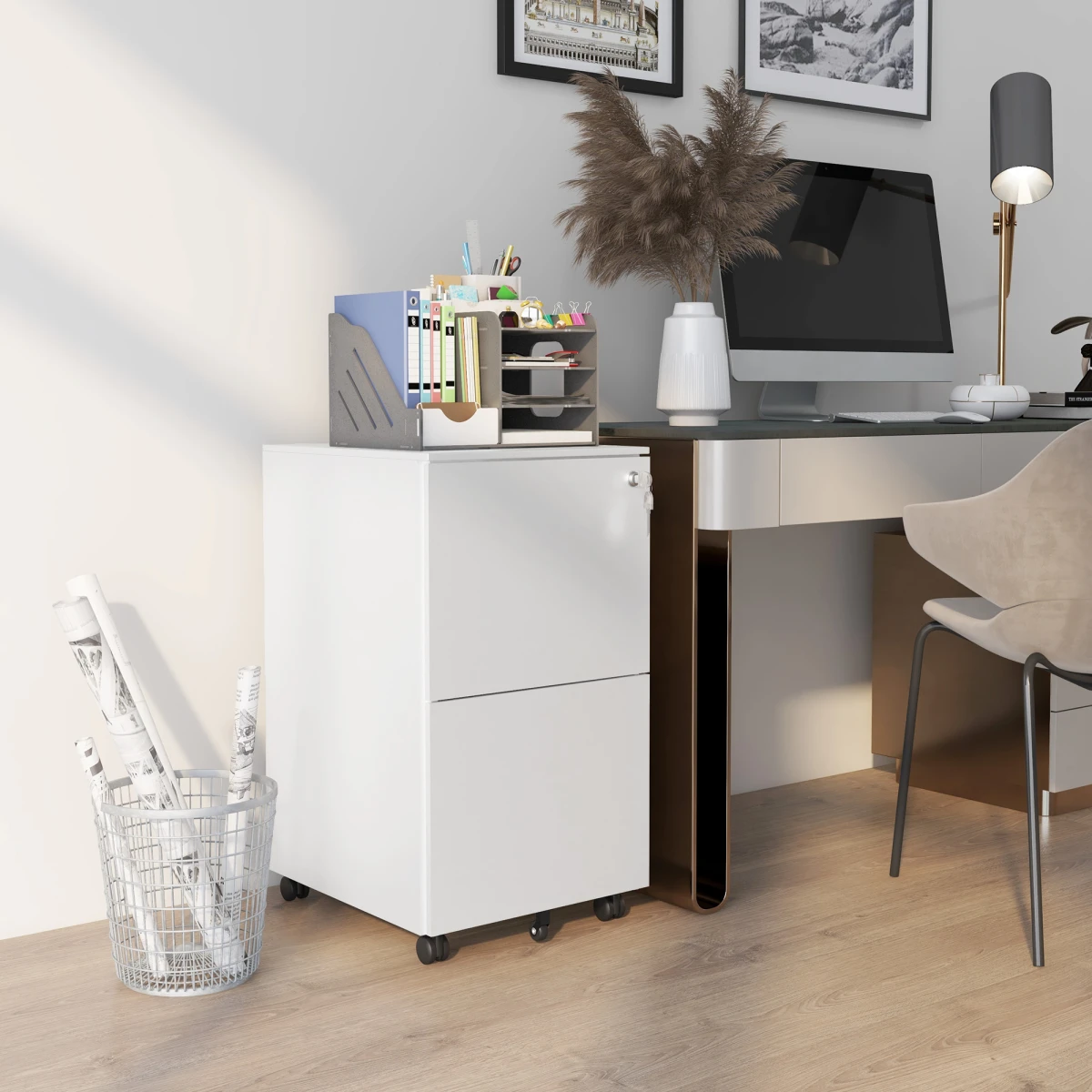 Vinsetto Vinsetto File Cabinet Lock Letter A4 Legal Office - Filing Cabinet