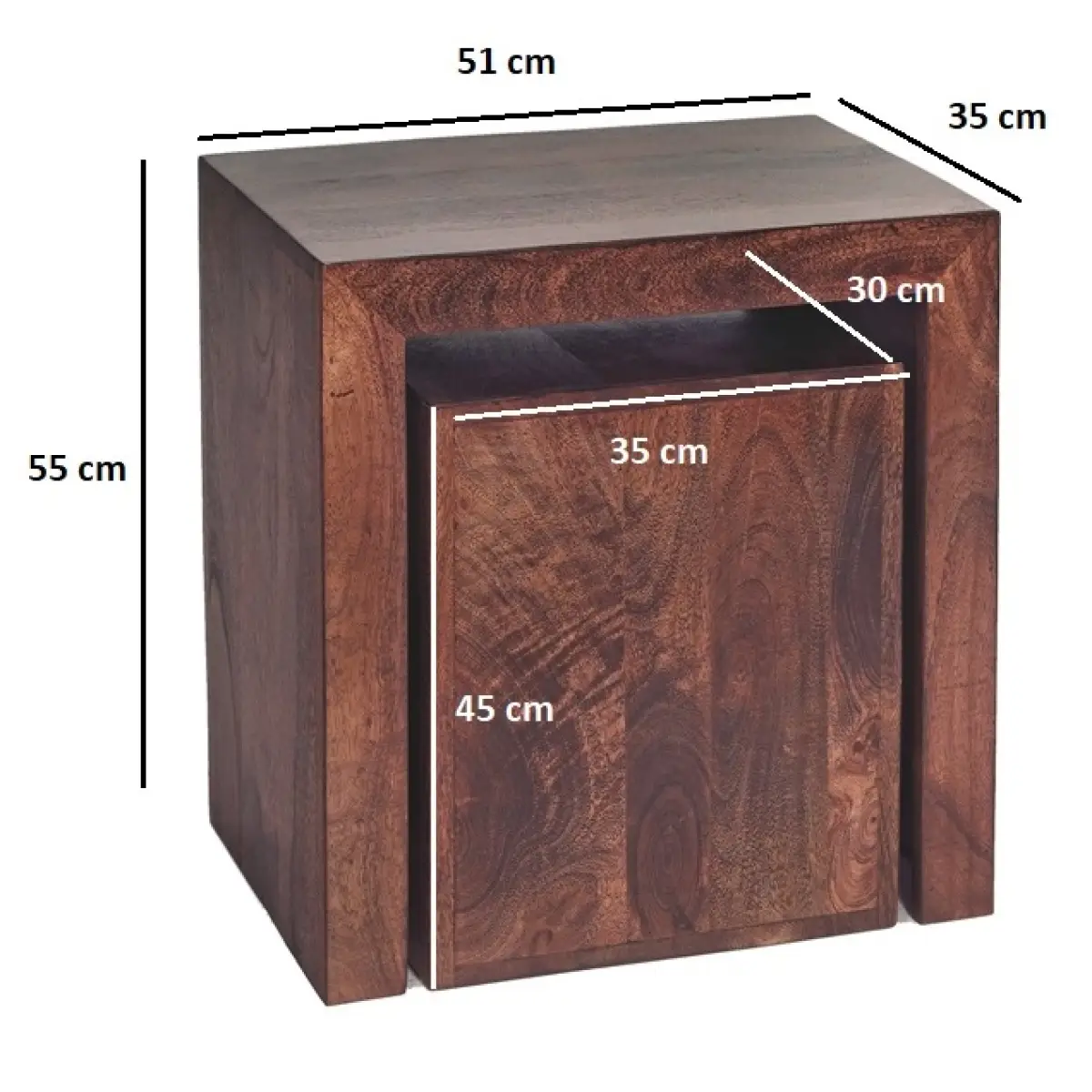 Indian Hub Toko Dark Mango Cubed Nest Of 2 Tables - Nest of Tables