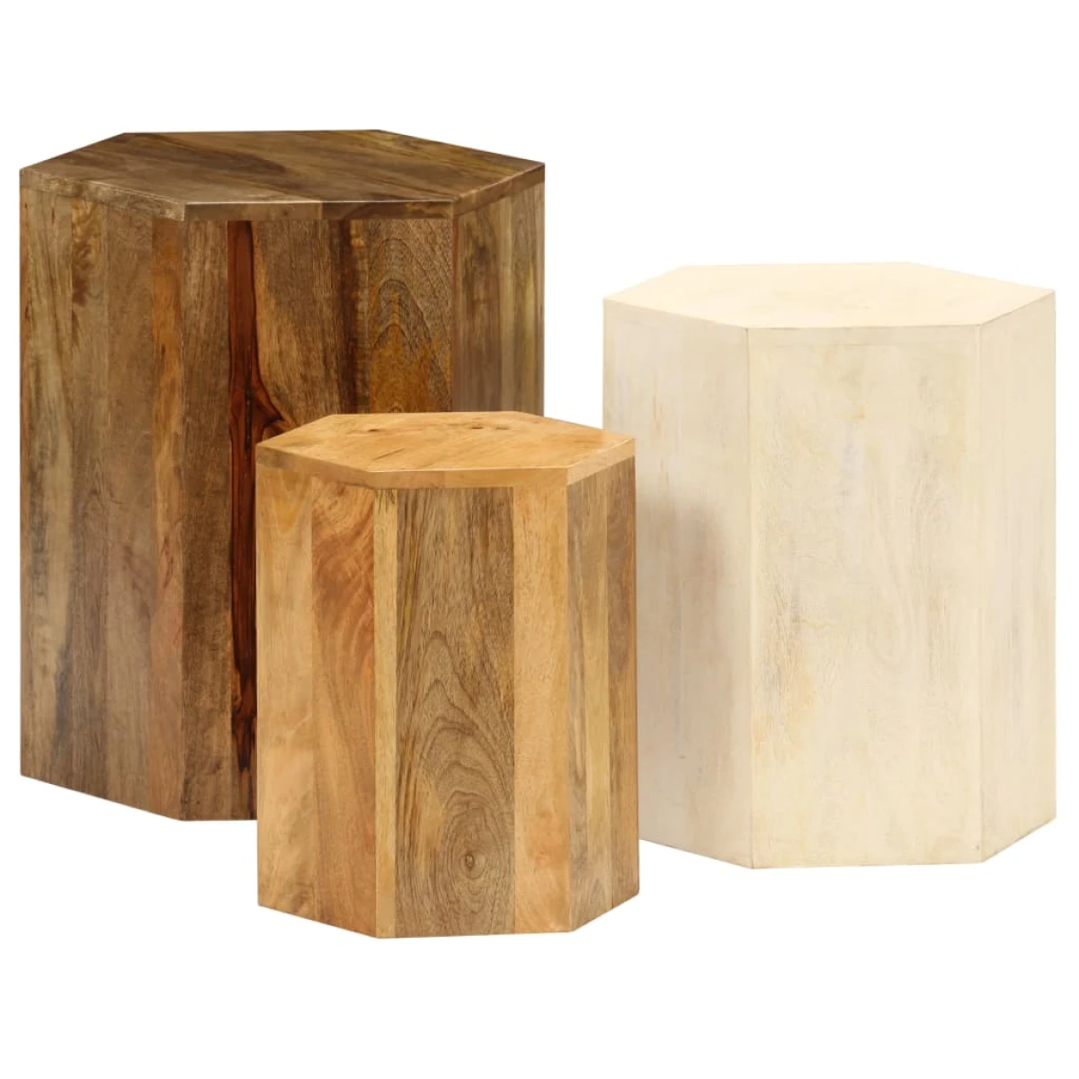 VidaXL Three Piece Coffee Table Set Solid Mango Wood With Vintage Charm For Living Room by vidaXL