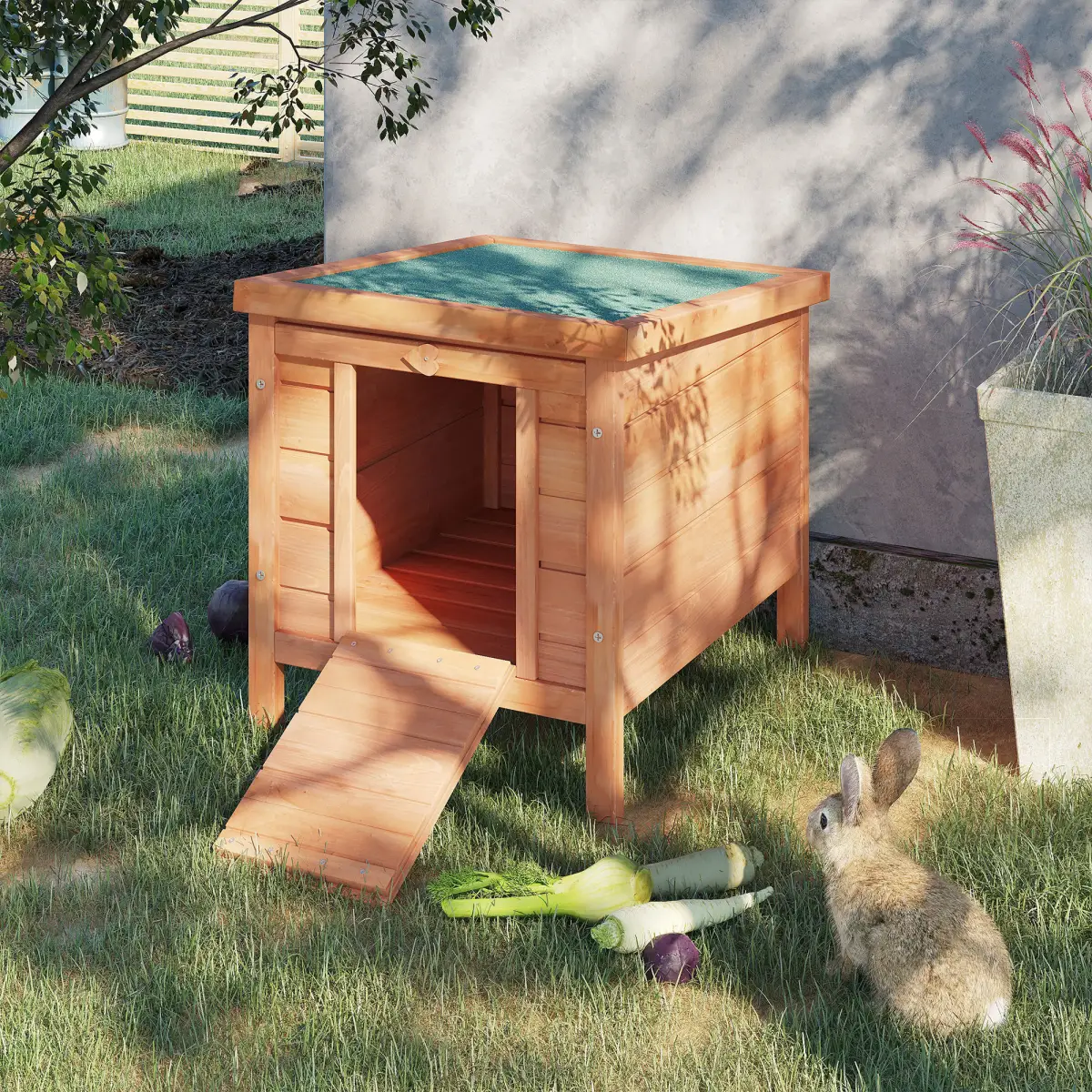 Pawhut Wooden Rabbit Hutch Bunny Cage Guinea Pig House Pet Habitat Small Animals - Rabbit Hutch