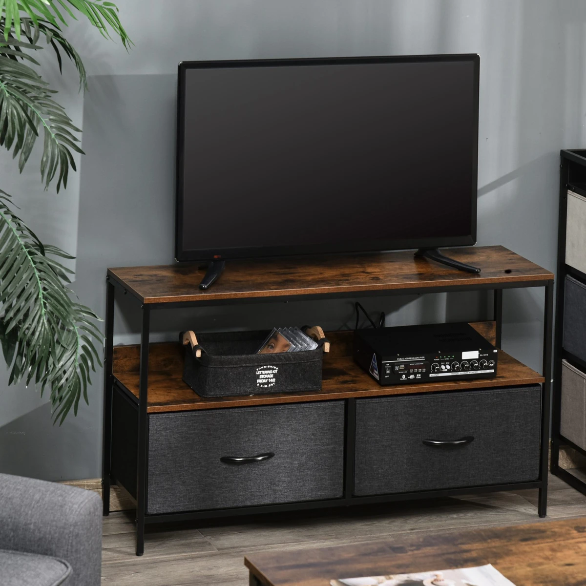 Homcom HOMCOM TV Console Wide Foldable Linen Drawers Living Room - TV Unit