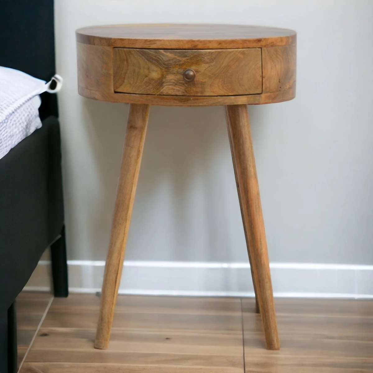Artisan Furniture Artisan Bedside Round Solid Mango Wood Home Decor - Bedside Table