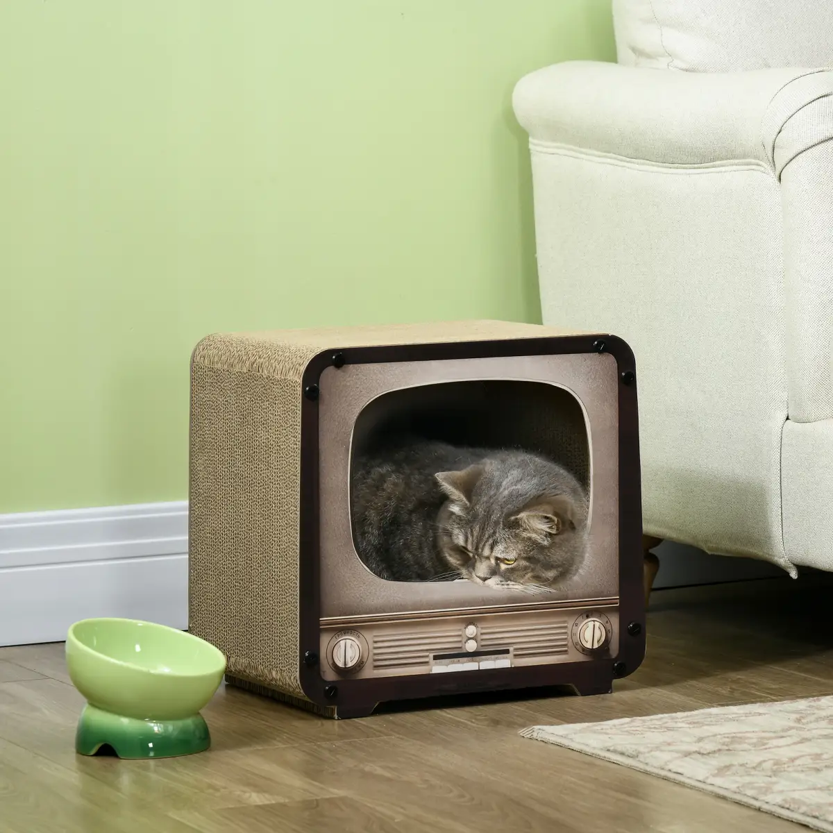 PawHut PawHut TV Shape Cat Scratching Board with Catnip, for Indoor Cats, Brown - Cat House