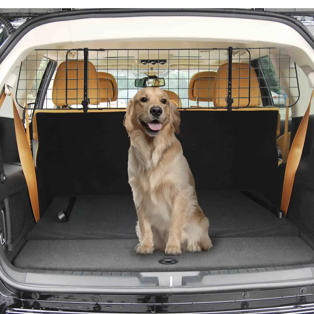 PawHut PawHut Heavy Duty Pet Dog Car Barrier Adjustable Ventilated Mesh Wire Guard - Pet Gate
