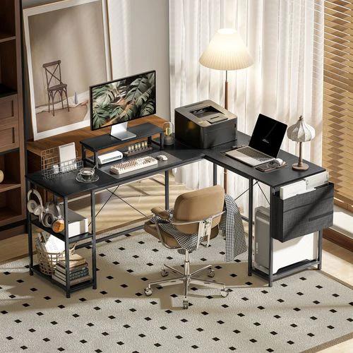 HOMCOM 168cm Reversible L Shaped Desk, 240cm Two Person Desk by HOMCOM