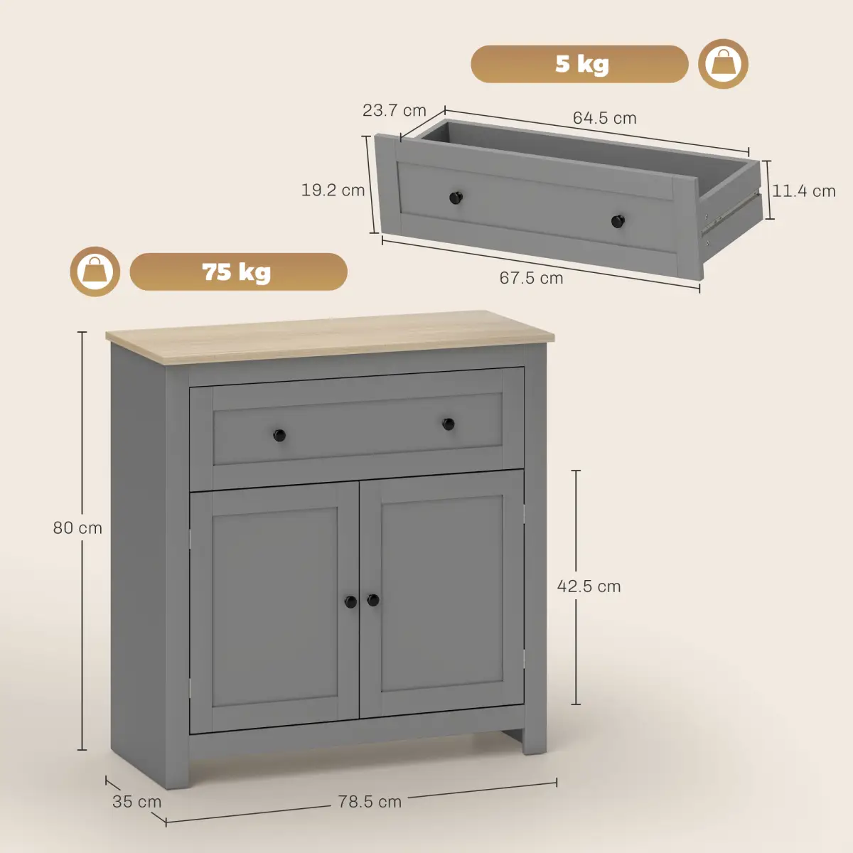 N/A Kitchen Sideboard Storage Cabinet - Sideboard