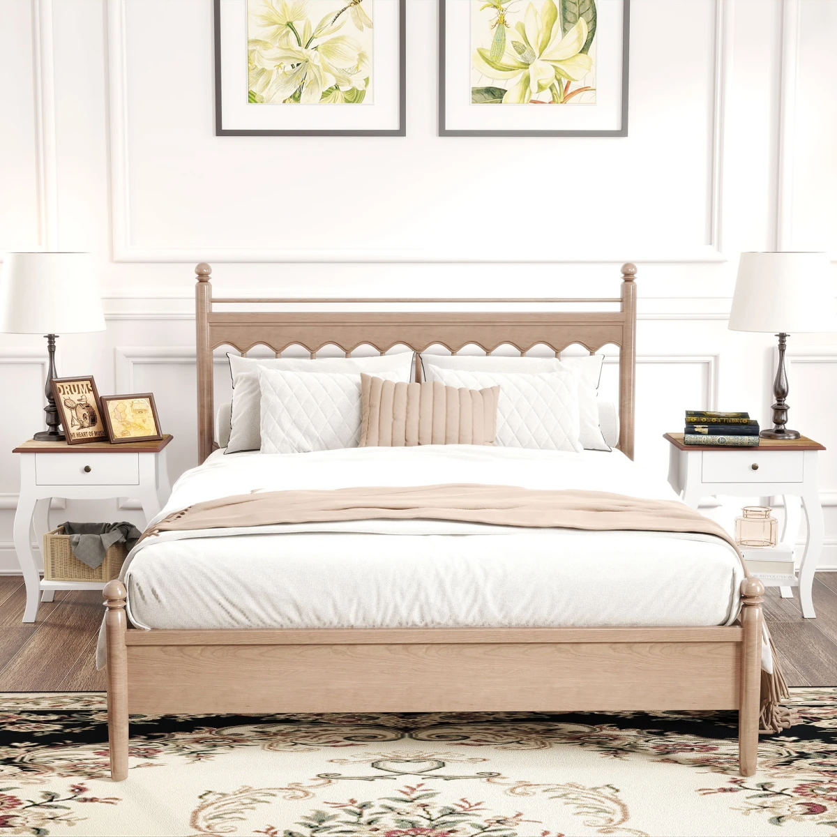 HOMCOM Bedside Tables 2 Pack Compact White Wood Top Drawer And Shelf Bedroom Storage by HOMCOM