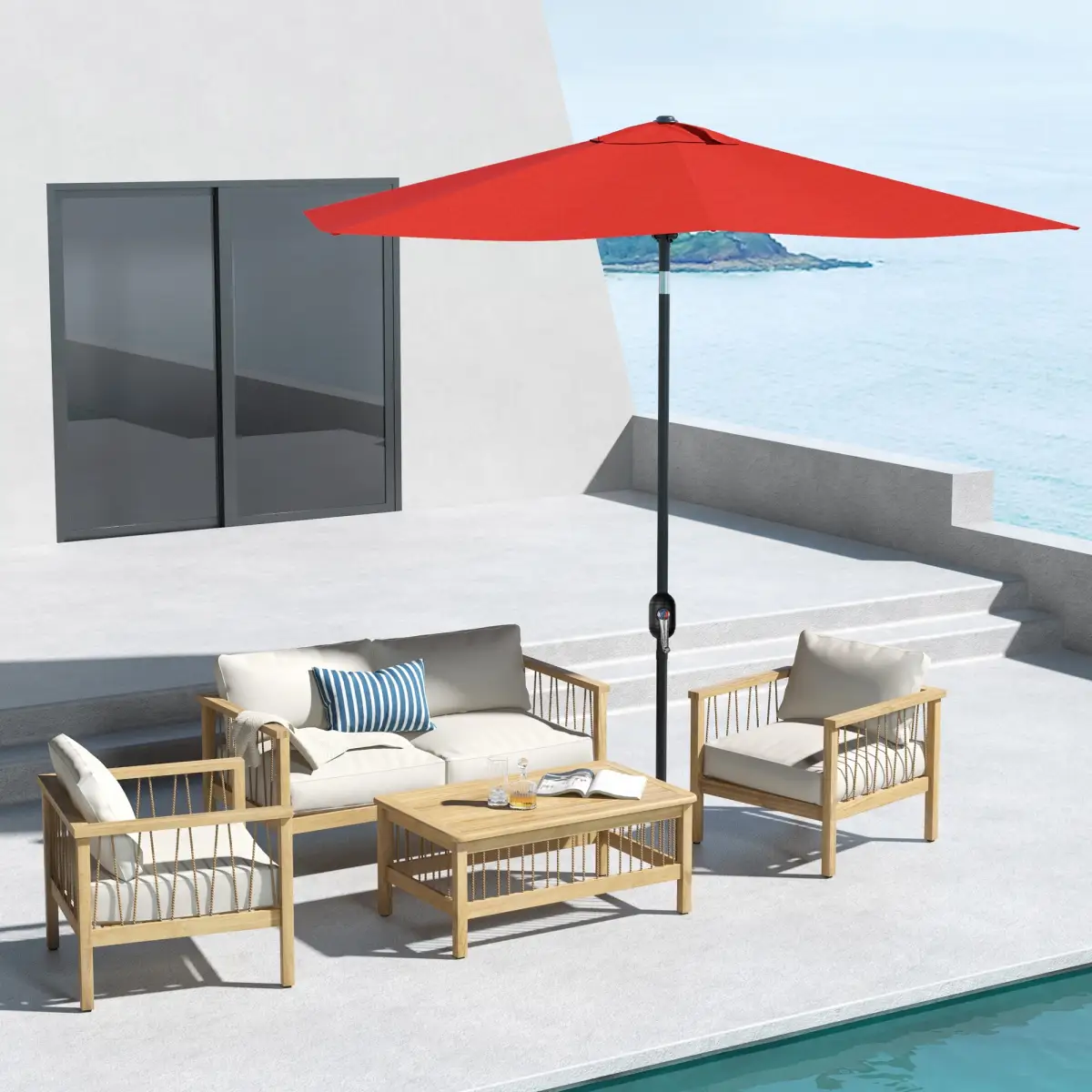 Outsunny Outsunny 2 x 3(m) Garden Parasol Rectangular Market Umbrella w/ Wine Red - Parasol