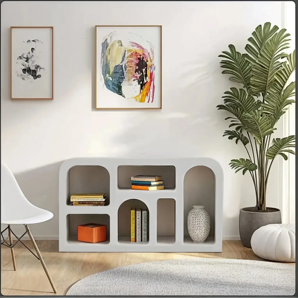 GEO Geometric Sideboard 75 cm High 130 cm Wide 38 cm Deep Open Storage Boho Living Room - Indian Hub - Home Symphony