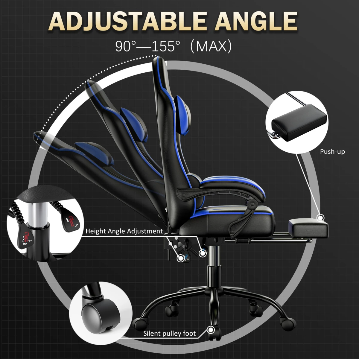 Premium Gaming Chair Height Adjustable With Footrest And Lumbar Support For Gamers And Office Use Pro by N/A