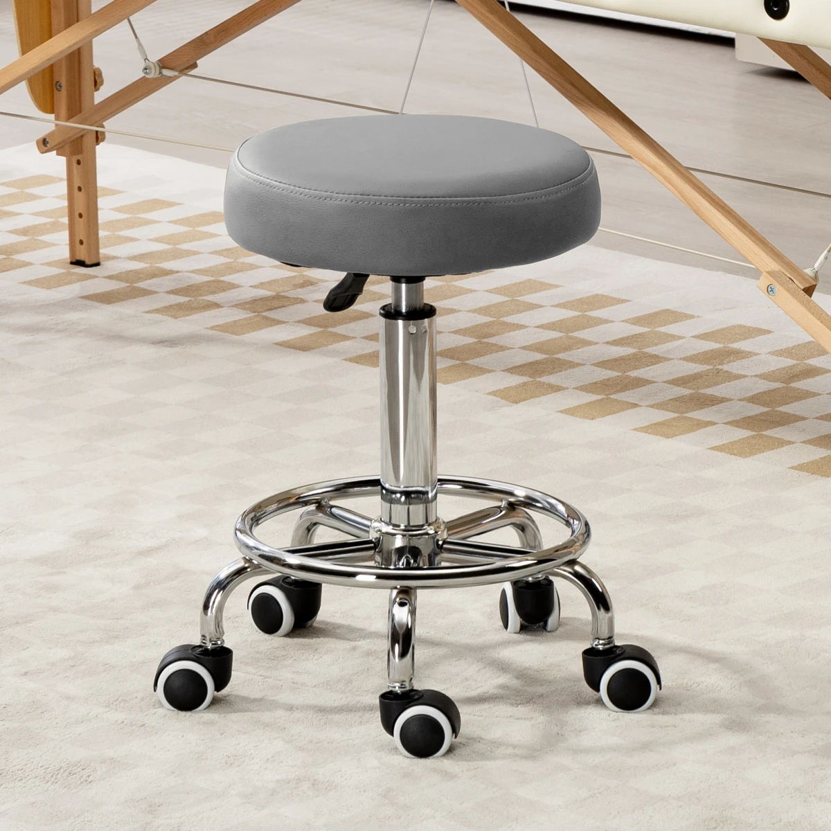 Vinsetto Vinsetto Stool Round PU Leather Adjustable Salon - Office Chair