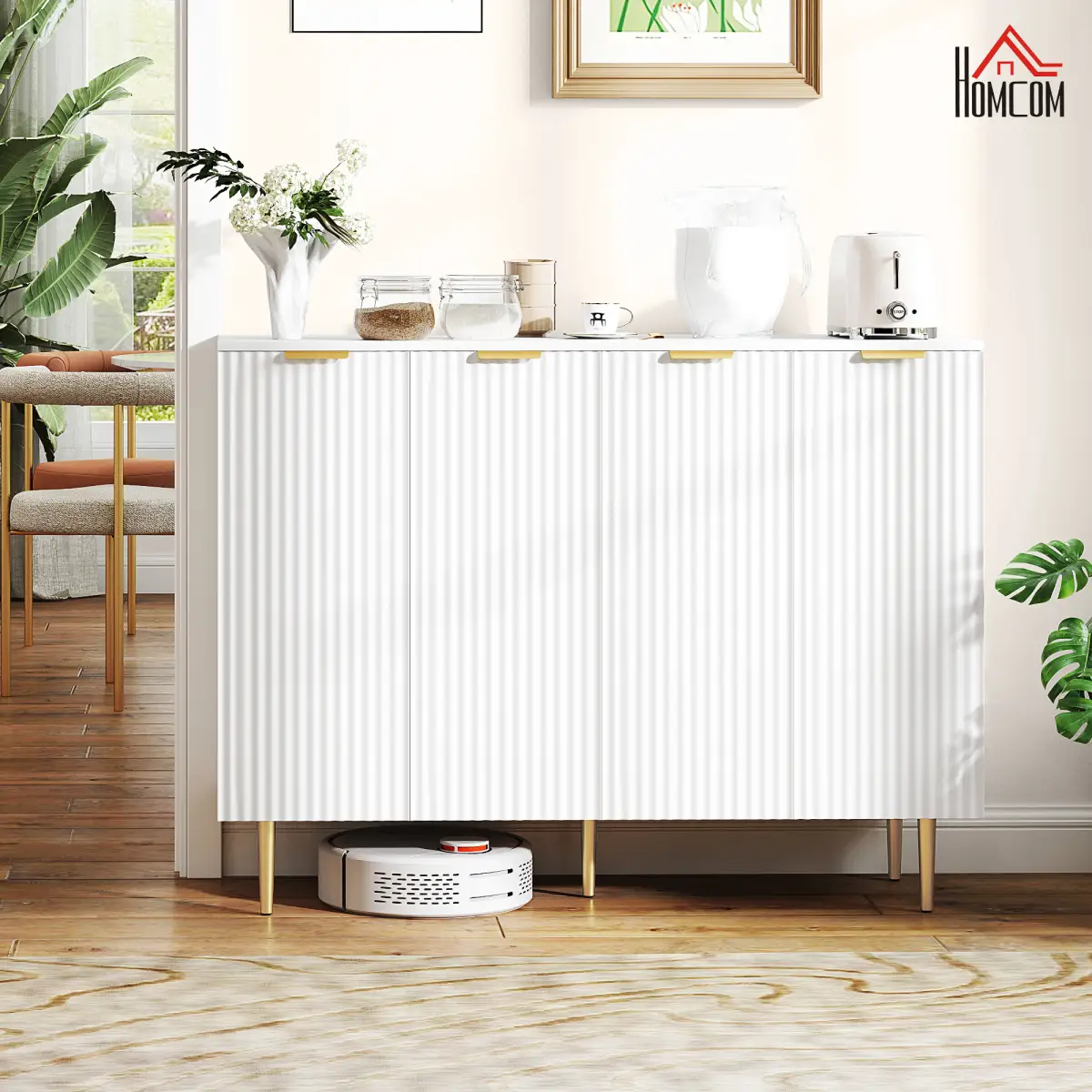 HOMCOM HOMCOM Sideboard Buffet Cabinet with Adjustable Shelves, White - Sideboard