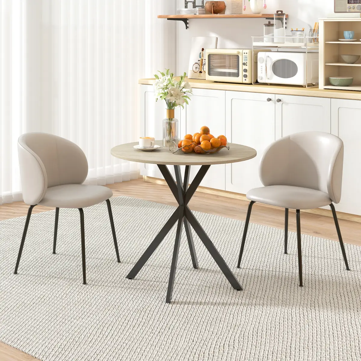 HOMCOM HOMCOM 80cm Round Dining Table, Industrial Kitchen Table with Steel Legs - Dining Table