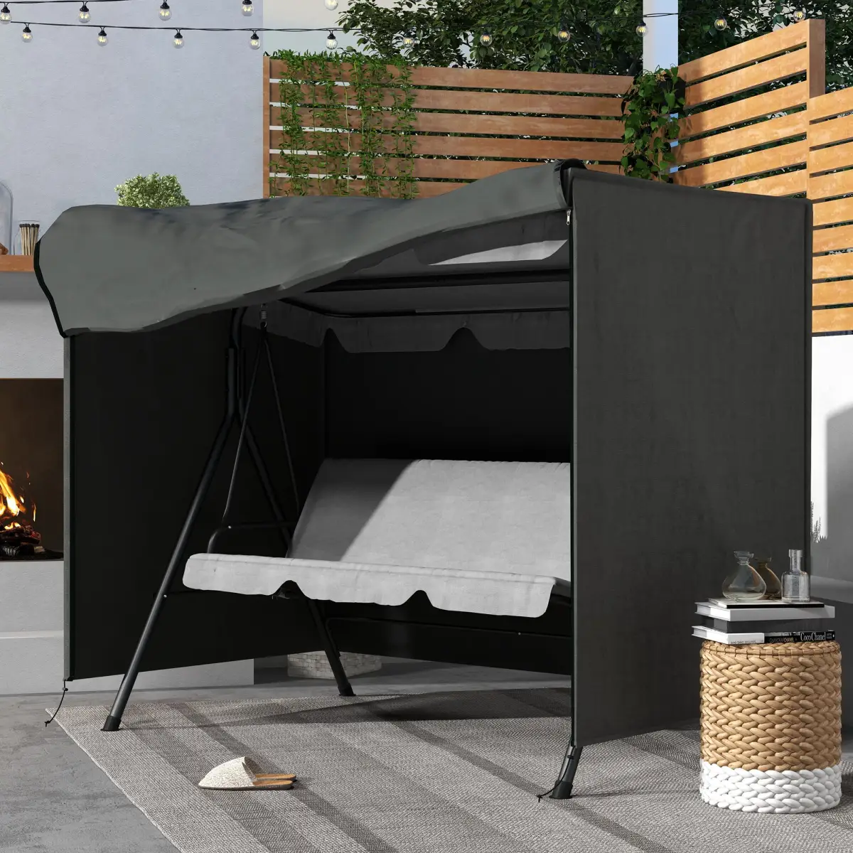 Outsunny Outsunny Large Outdoor Swing Chair Cover Garden Furniture Protector 164cm Grey - Hammocks