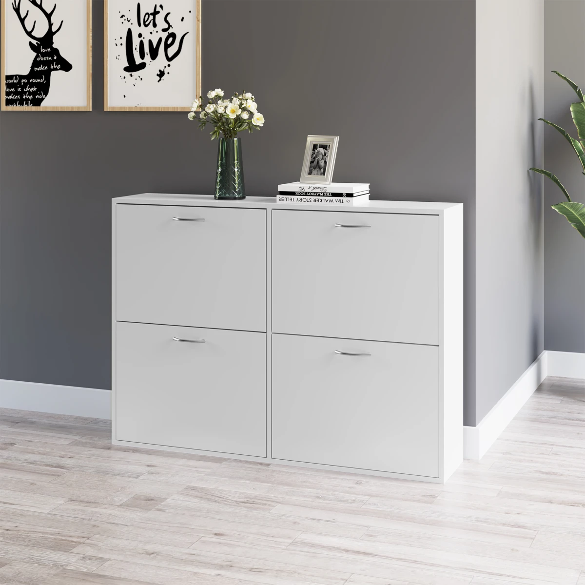 Premium Shoe Cabinet 4-Drawer Flip-Down Home by Unbranded