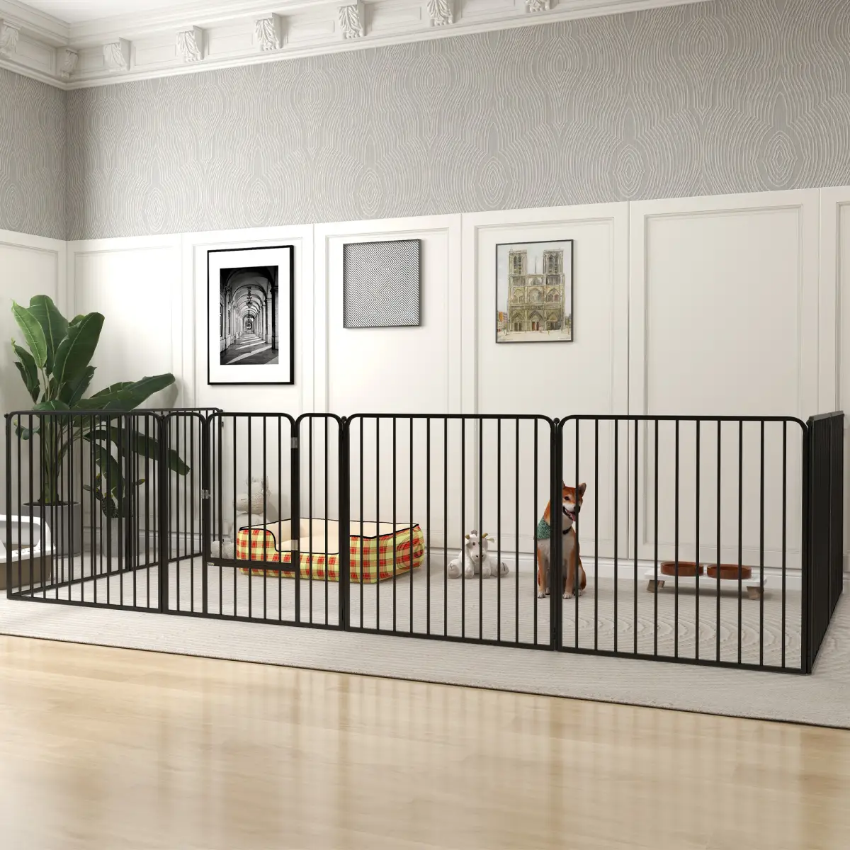 PawHut PawHut 80cm 8 Panels Heavy-Duty Dog Playpen for Small, Medium Dogs - Pet Playpen