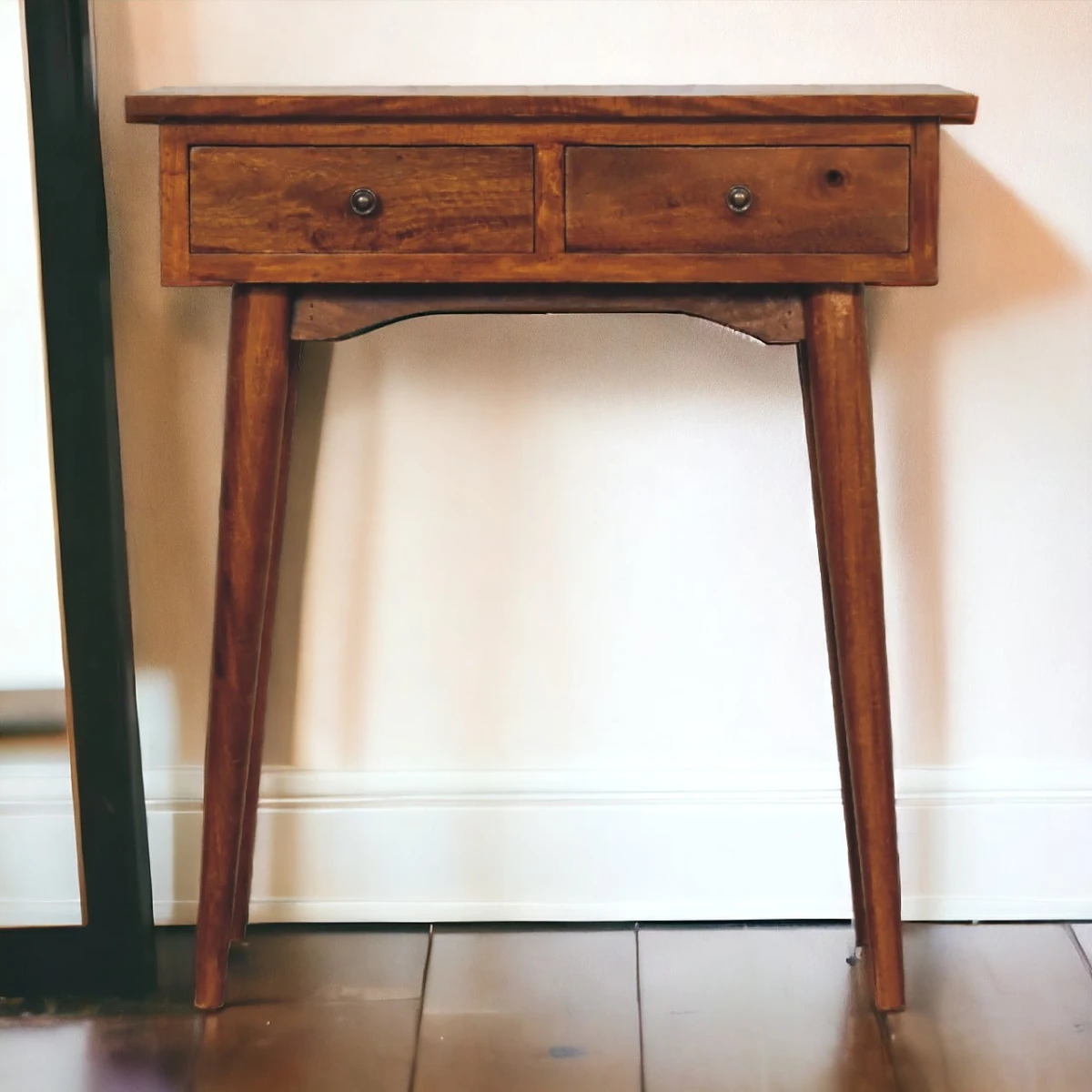 Artisan Console Table Mini Chestnut Solid Wood Two Drawers Hallway Organization Solutions by Artisan Furniture