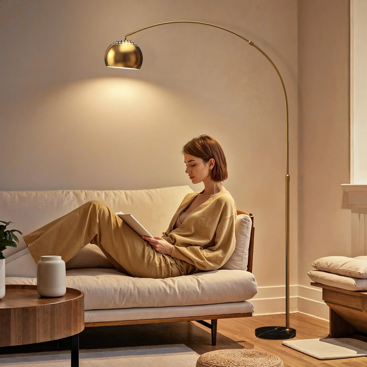 HOMCOM Arc Floor Lamp 60 Inches Flexible Design for Living Room by HOMCOM