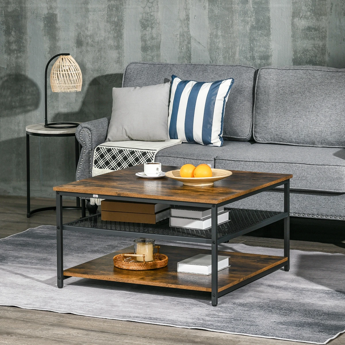 Homcom HOMCOM Industrial Coffee Table 3-Tier Storage - Coffee Table