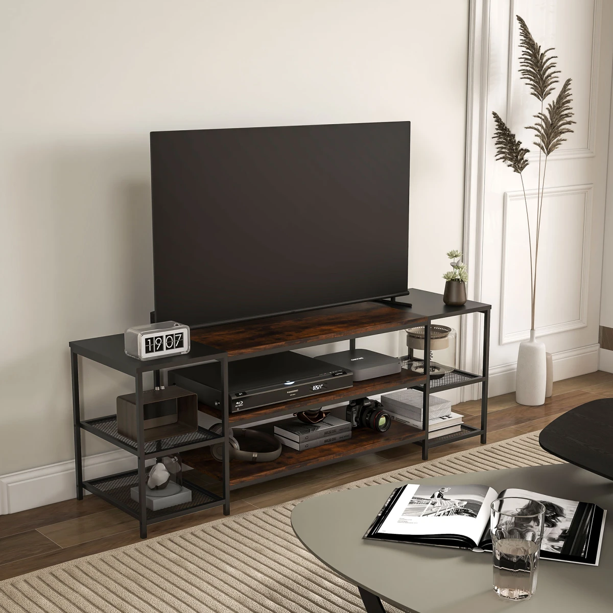 HOMCOM TV Console For 65In TVs With Shelves For Living Room by Homcom