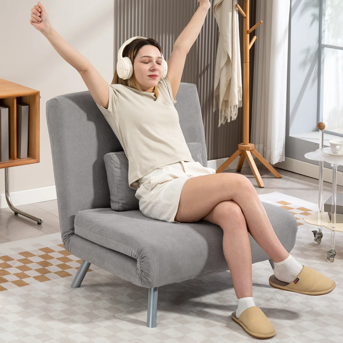 HOMCOM 2in1 Folding Sofa Bed Five Position Backrest - Sofa Bed