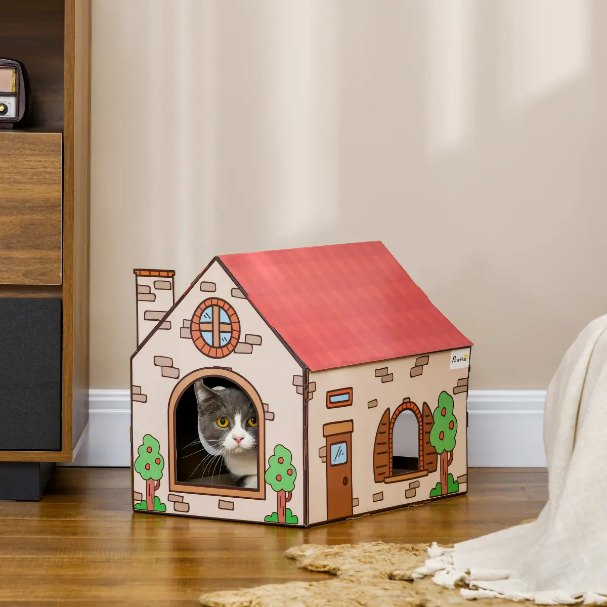 PawHut PawHut Cardboard Cat House, Recyclable Corrugate Scratcher for Indoor Cats - Cat House