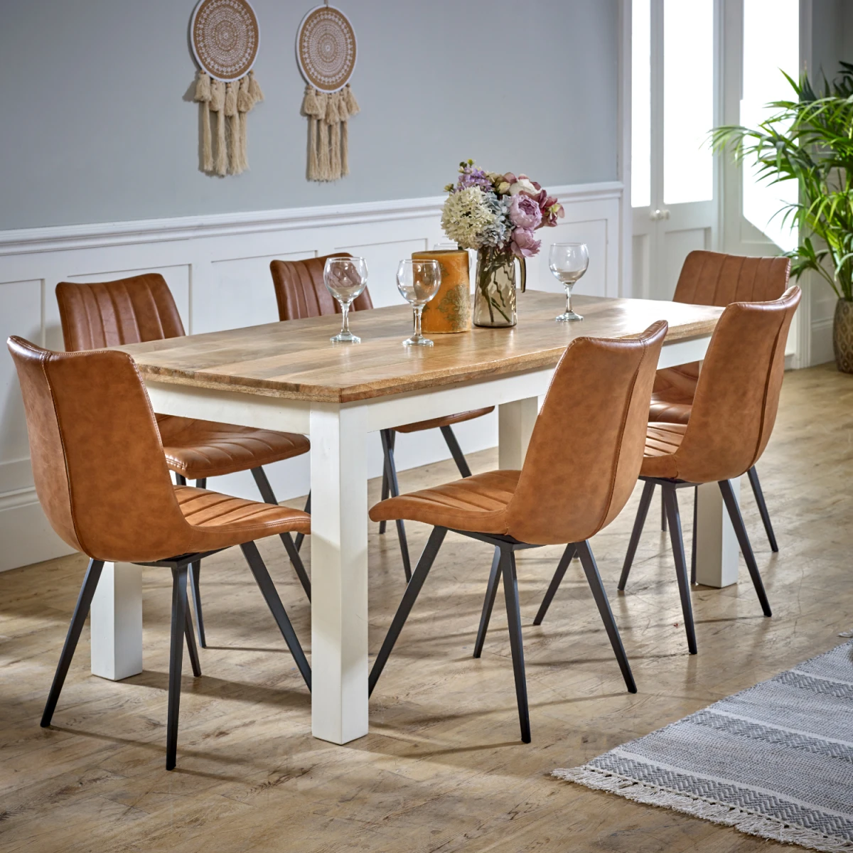 Alfie Dining Table 170 cm Solid Mango Wood For Dining Rooms by Indian Hub