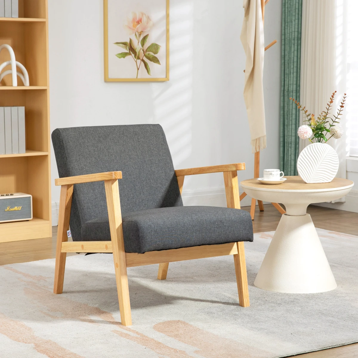 HOMCOM Quality Upholstered Armchair Wide Cushioned For Living Room - Accent Chair