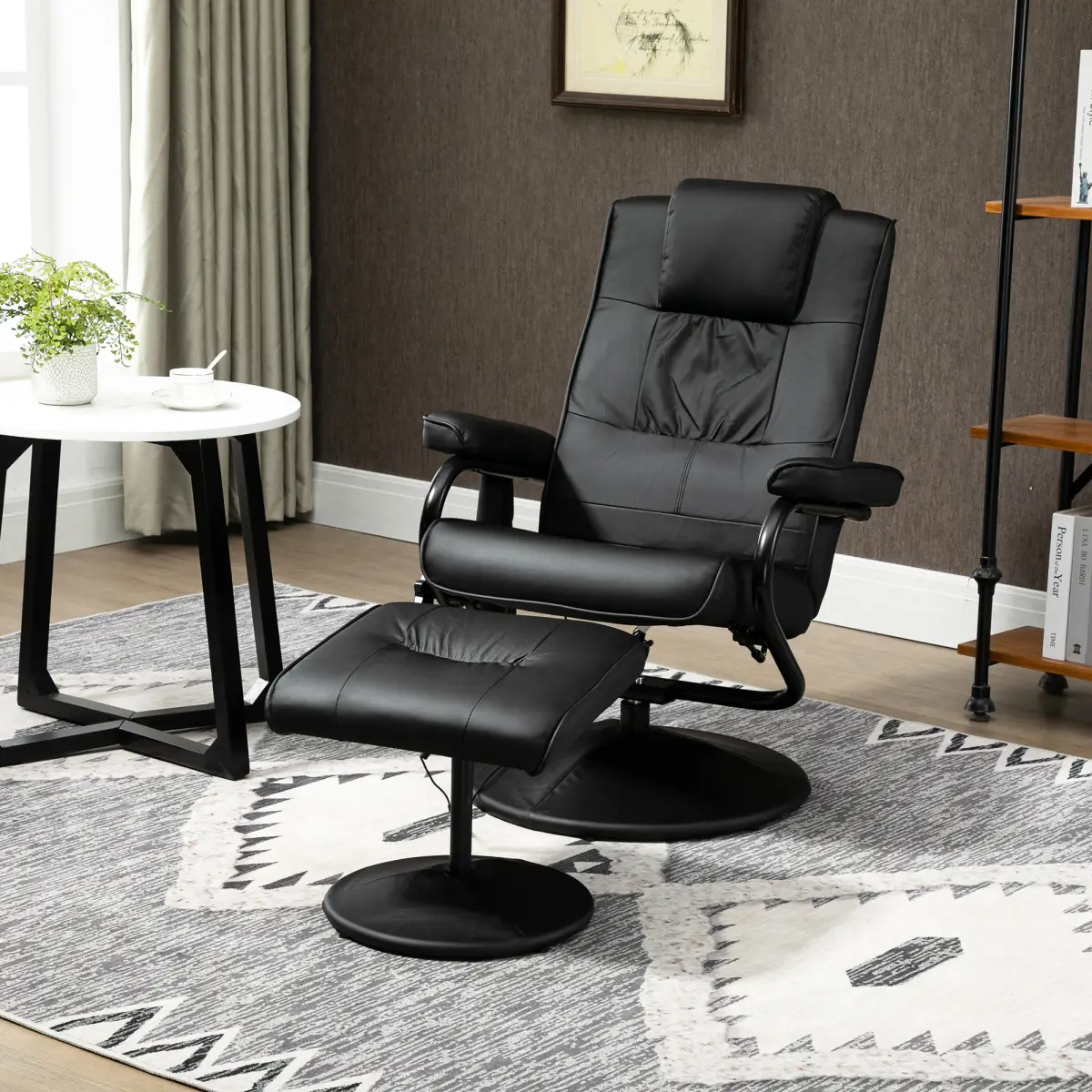 Unbranded Freestanding Living Room Chair with High Density Cushion and Footrest Black - Office Chair