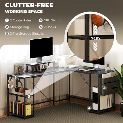 HOMCOM HOMCOM 168cm Reversible L Shaped Desk, 240cm Two Person Desk - Desk