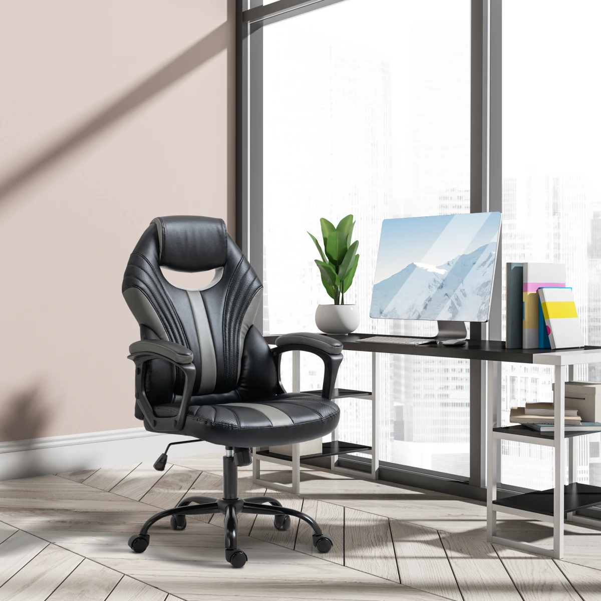 Vinsetto Vinsetto Racing Gaming Chair With Armrests Swivel Wheels Ergonomic PU Leather For Home Office Gaming - Office Chair