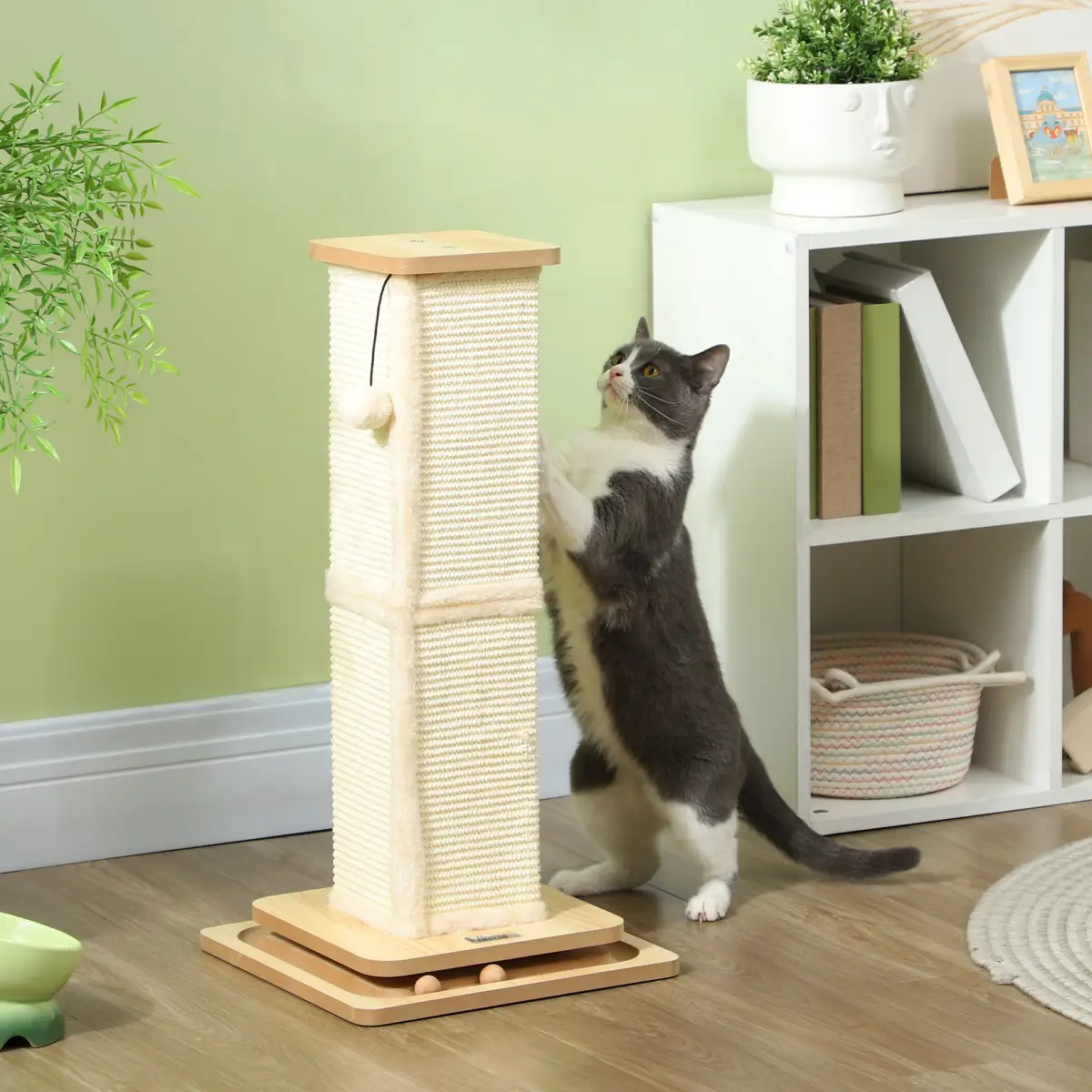 PawHut PawHut 67cm Cat Scratching Post 3 in 1 Cat Scratcher w/ Track Ball Toy - Cat Tree