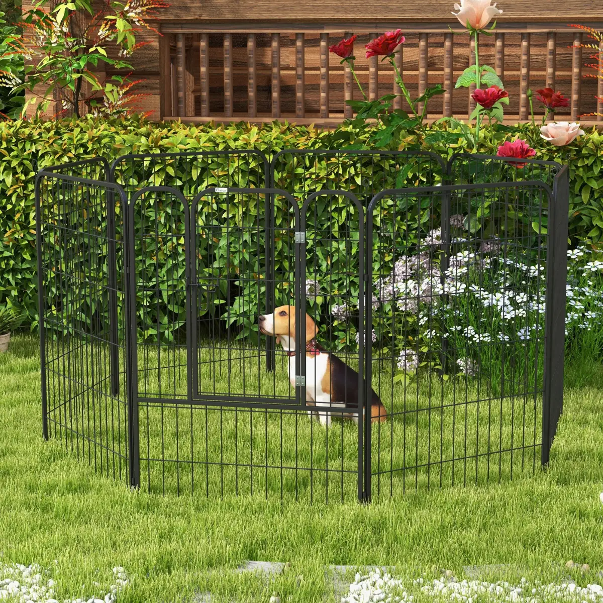 Pawhut 4 Sizes Pet Playpen Dog Rabbit Puppy Cage Folding Run Fence Metal Hutch - Pet Playpen