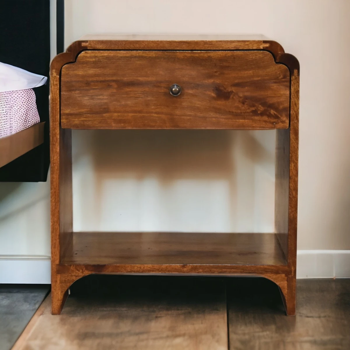 Artisan Furniture Artisan Furniture Bedside Table Solid Wood Drawer And Shelf For Bedroom Storage Solutions - Bedside Table