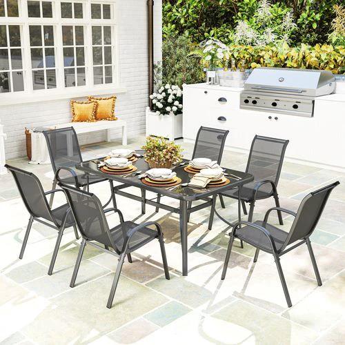 Outsunny 7 Piece Garden Dining Set w/ Dining Table and Chairs by Outsunny